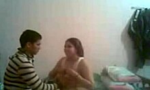 First man and Arab with large natural tremendous Tits teach each other How to fuck